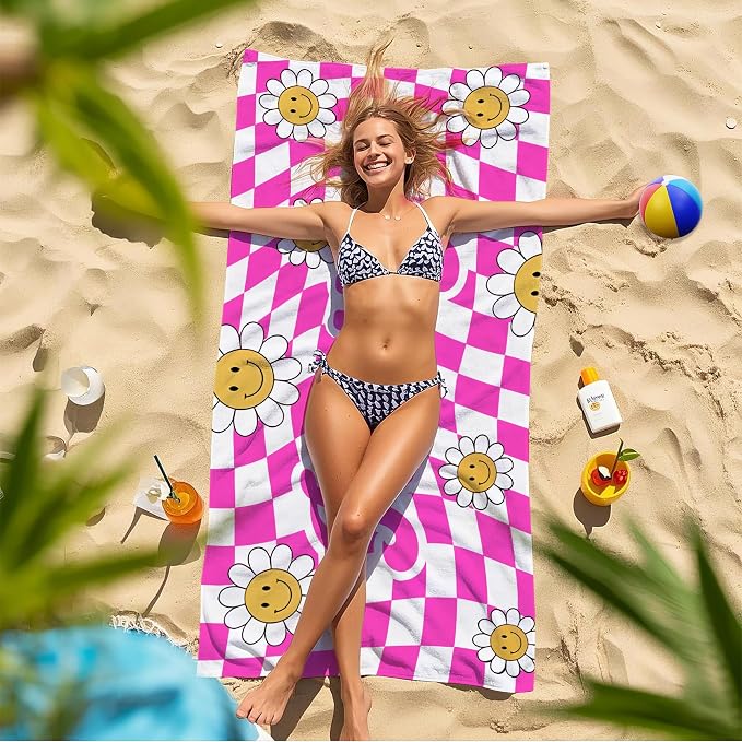 JML Personalized Beach Towel with Name, Custom Flower Beach Towel, Customized Microfiber Pool Towel, Quick Dry & Absorbent Swim Towel for Adult,Anniversary, Birthday, Summer Holiday,Vacation - Image 7