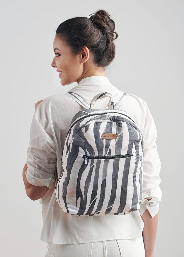 Maison d' Hermine Backpack for Women Men Cotton Shoulder Multipurpose Rucksack with Small Pouch Lightweight Multi Pocket Bag for Travel Work Beach Perfect for Spring Summer (Zebra) - Image 7