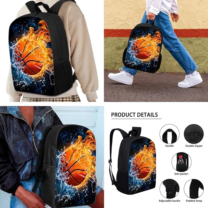 AFPANQZ Kids Backpack 3 Pieces Set Large Capacity School Bags with Heat Insulated Lunch Bags Small Pencil Bags 3 Pack - Image 2