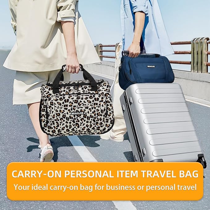 Underseat Carry On Luggage Lightweight Travel Tote Weekender Bag Overnight Duffle Bag for Travel, Travel Essentials Personal Item Travel Bag for Women and Men,Leopard-16Inch - Image 3