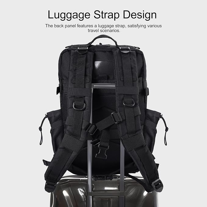 LHI Military Tactical Backpack for Men and Women 45L Army 3 Days Assault Pack Bag Large Rucksack with Shoe Compartment - Image 3