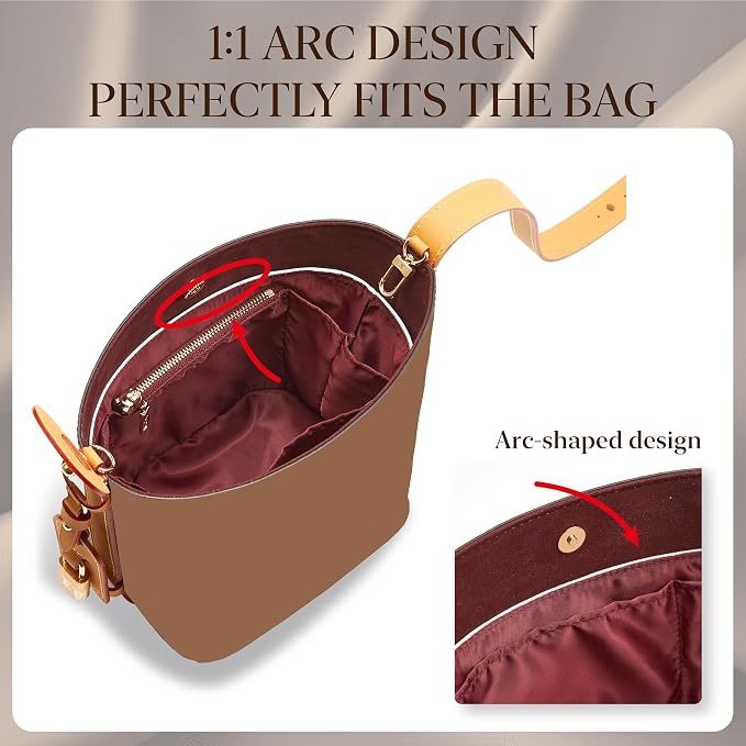 Doxo DupontPaper LV All In GM Purse Organizer Insert, Storage Pouch Compatible with LV All In GM Bucket Bag with Zipper, Lightweight Water-Resistant Shaper Divider with Multiple Compartments - Image 5