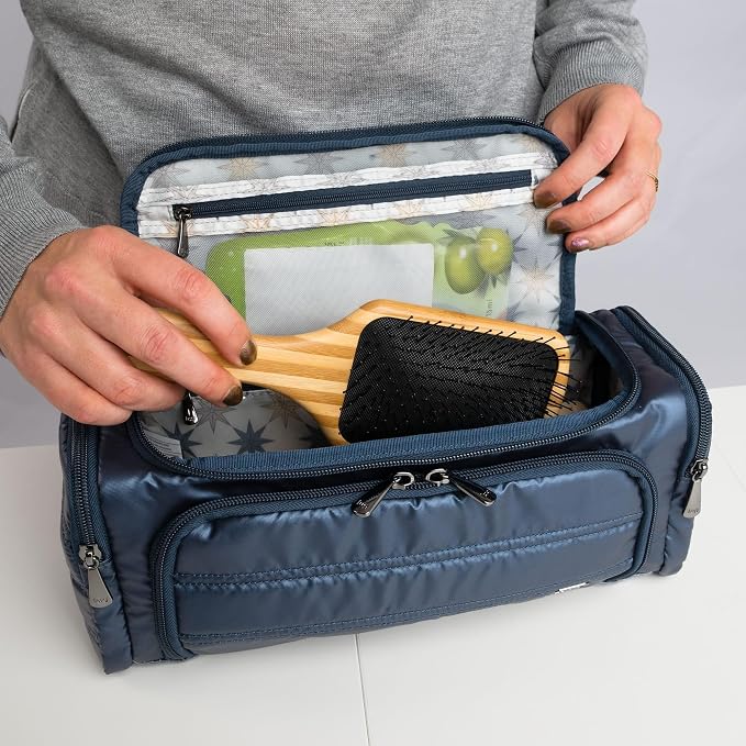 Lug Trolley Cosmetic Case for Travelers – Accordion Brush Pocket, Trolley Sleeve, 100% Polyester – METALLIC GOLD - Image 5