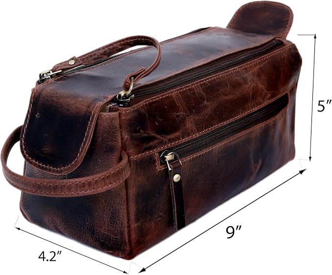 Leather Travel Dopp Kit Toiletry Bag Men Shaving Women and Mens Case Bags Organizer Bathroom Shaving kit - Image 3
