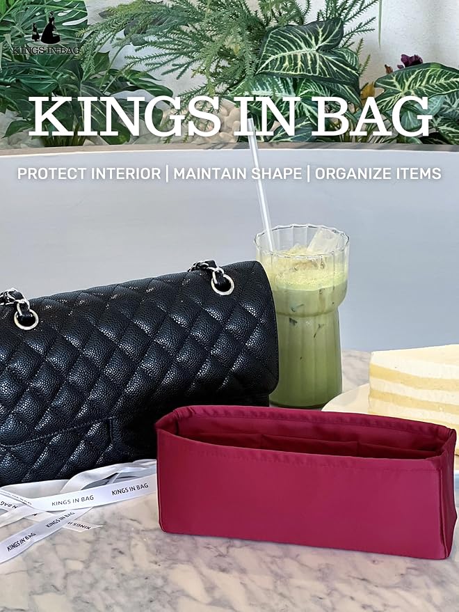 Purse Organizer Insert, Silky-Soft Lightweight Design, Multi-Pocket, Keeps Bag Organized & Protects Interior, Fits Chanel Classic Flap Mini, Ideal for Travel & Daily Use(Rouge Grenat, CF Mini 20) - Image 2