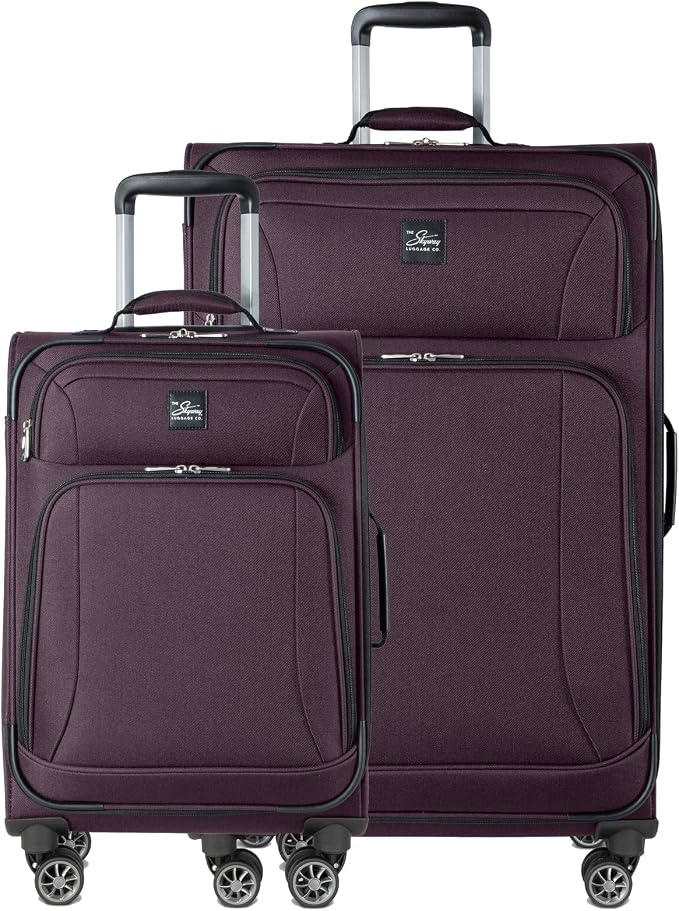 Skyway Epic Softside 2-Piece Luggage Set - Lightweight Suitcase with Wheels | TSA Approved Travel Bag | Spinner Suitcase | Luggage Set with Telescoping Handle, 20", & 28", Plum by SkywayLuggage