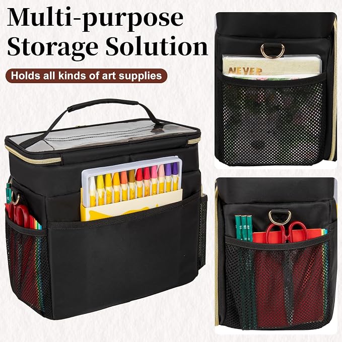 Large Marker Organizer Case for 200-300 Markers, Double-Layer Marker Bag with Removable Dividers, Marker Organizer for Markers, Pencils, Crayons or Other Art Supplies, Black (Bag Only) - Image 5