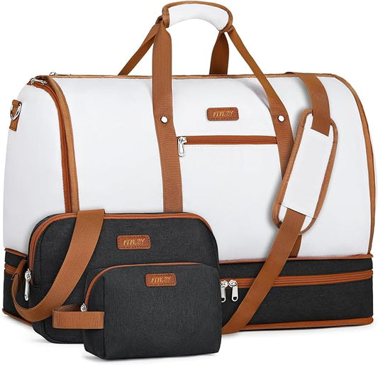 Garment Duffle Bag for Travel - Convertible Carry on Garments Duffel Bags Travel Bag for Women Men Large Weekender Bag with Shoes Compartment 3 in 1 Hanging Clothes Suit Dress Bag 3pcs Set by ITIEZY