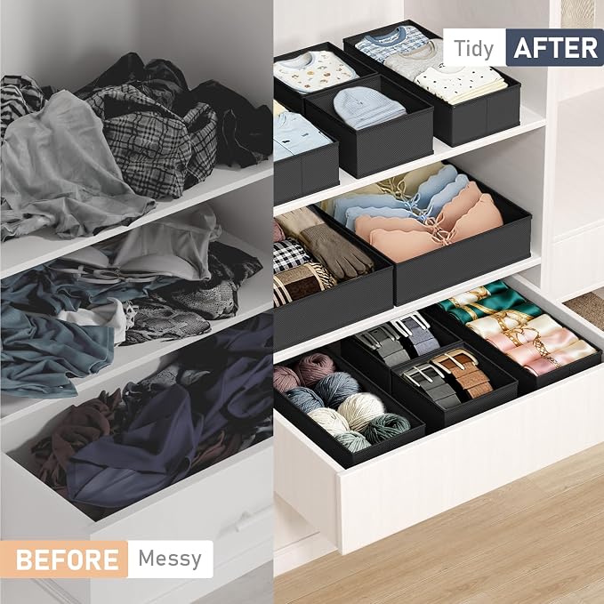 DIMJ Drawer Organizer Clothes - 28 Pack Baby Dresser Organizer for Nursery Closet Organization, Fabric Drawer Organizer Bins for Underwears Socks Bras, Foldable Storage Dividers for Bedroom - Image 5