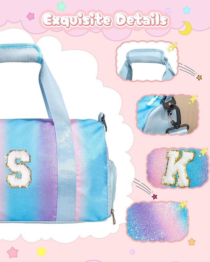 Birthday Gift for Granddaughter-Girl Gym Bag with Shoe Compartment, Kid Personalized Weekender Overnight Bags, Initial Travel Tote with Makeup Pouch,Gifts for Girls (Letter Z) - Image 4