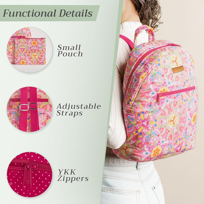 Maison d' Hermine Backpack for Women Men Cotton Shoulder Multipurpose Rucksack with Small Pouch Lightweight Multi Pocket Bag for Travel Work Beach Perfect for Spring Summer (Summer Vibes) - Image 4