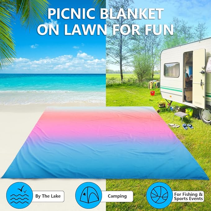 AISPARKY Beach Blanket Waterproof Sandproof Extra Large, Oversized Beach Mat, Quick Drying&Compact&Lightweight, Picnic Blankets Vacation Essentials for Outdoor Beach Camping (79" X 83" (4 Person)) - Image 6