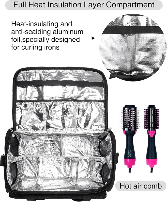 MONSTINA Professional Hairdressing Bag,Hairstylist Travel Bag,Cosmetics Beauty Hairdresser Bag with Shoulder Strap,Hair Makeup Salon Organizer Bag for Barber Insulation Material - Image 6