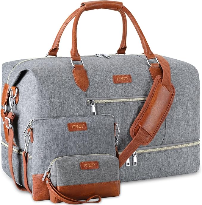 ITIEZY Weekender Overnight Bag for Women - Large Travel Duffel Bag with Shoe Compartment, Gym Duffel Bag Hospital Bag Carry On Tote Bags for Airplanes with Crossbody Bag Toiletry Bag 3Pcs Set by ITIEZY