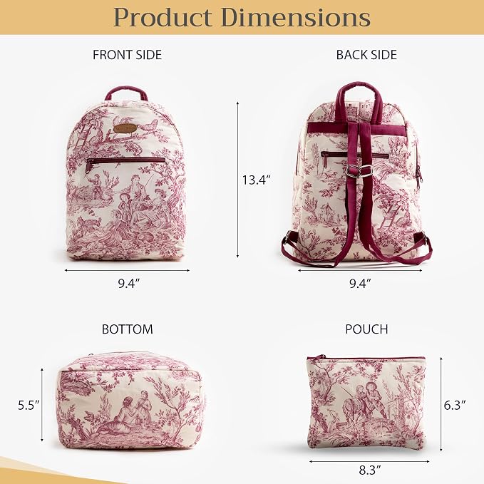 Maison d' Hermine Backpack for Women Men Cotton Shoulder Multipurpose Rucksack with Small Pouch Lightweight Multi Pocket Bag for Travel Work Beach Perfect for Spring Summer (The Miller - Red) - Image 5