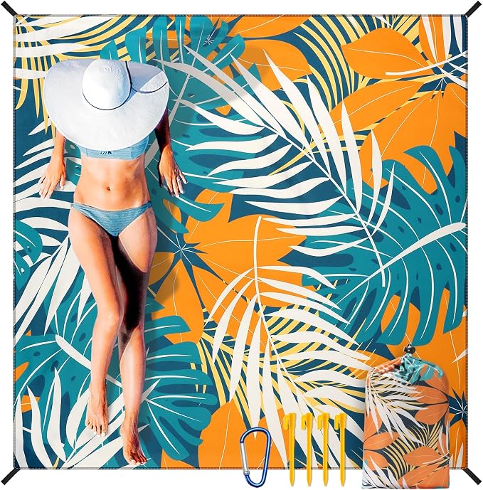 HIHOHO Beach Blanket Waterproof Sandproof Extra Large Beach Mat 79" X 83"/120"x108"for 1-8 Adults Quick Drying Durable Outdoor Picnic Mat for Beach Travel Camping Hiking by HIHOHO