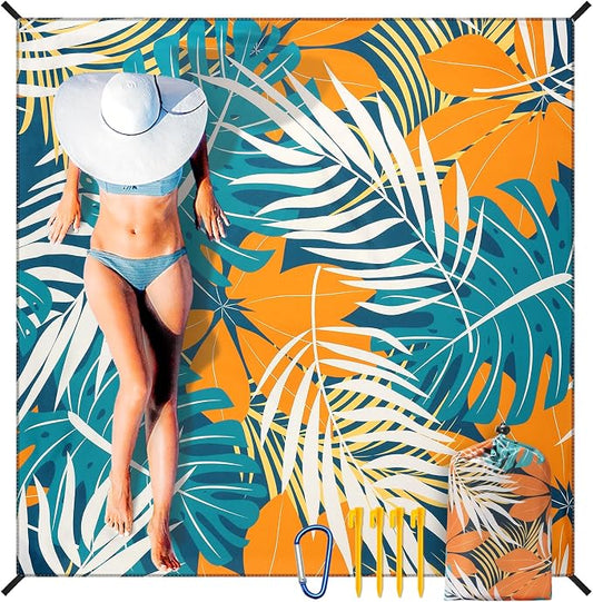 HIHOHO Beach Blanket Waterproof Sandproof Extra Large Beach Mat 79" X 83"/120"x108"for 1-8 Adults Quick Drying Durable Outdoor Picnic Mat for Beach Travel Camping Hiking by HIHOHO