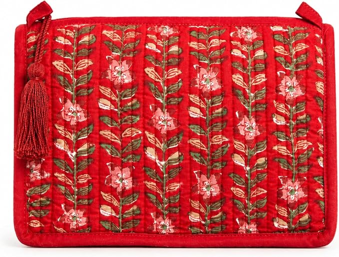 Huar Travel Makeup Bag- Large Capacity Cosmetic Bags for Women - Water Resistance Lining Portable Pouch & Open Toiletry Bag - Perfect Girls Makeup Organizer for Travel Essentials (Red) by Huar