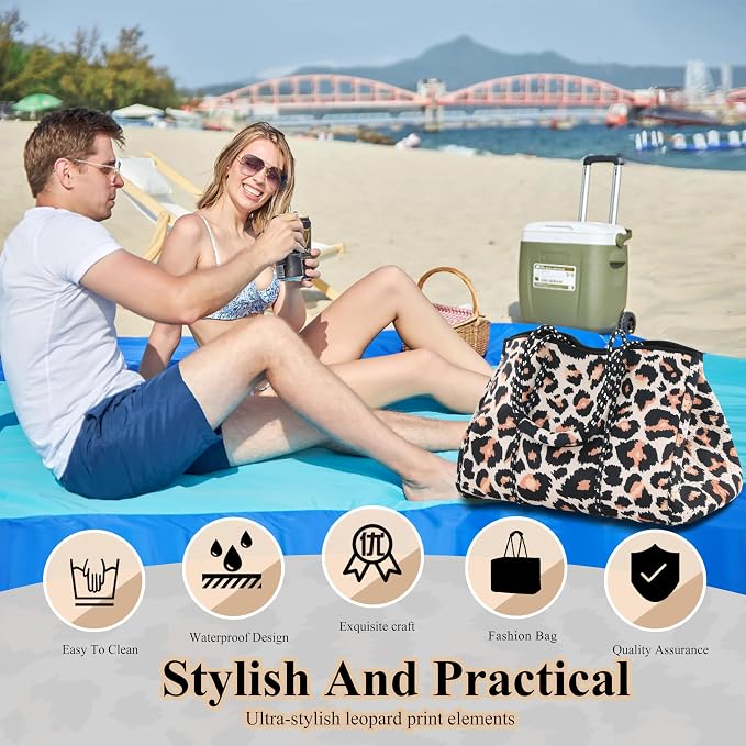 QOGiR Neoprene Multipurpose Beach Bag Tote with Inner Zipper Pocket … … … … - Image 6