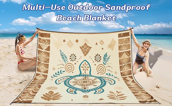 WIWIGO Beach Blanket Waterproof Sandproof Beach Mat 79" X 83"/10'x9'for 2-8 Adults Quick Drying Outdoor Picnic Mat Beach Accessories for Travel, Camping, Hiking - Image 6
