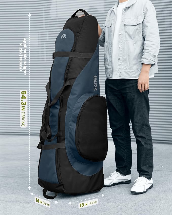 OutdoorMaster Padded Golf Travel Bag with Reinforced Wheels, 900D Heavy Duty Oxford Wear-Resistant and Waterproof Golf Travel Case, Soft-Sided Golf Club Bag, Shoes and Accessories Compartment - Image 7