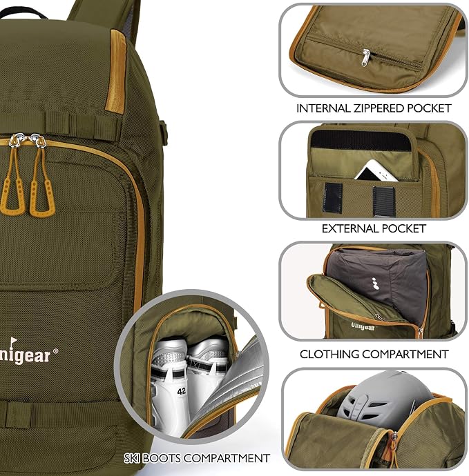Unigear Ski Boot Bag Backpack for Helmet 50L/70L, Goggles, Gloves, Skis, Snowboard & Accessories - Image 3
