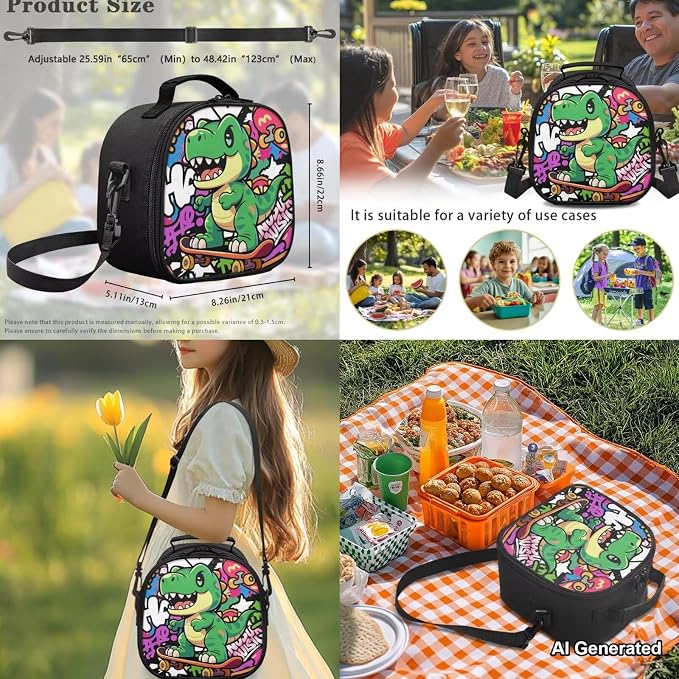 Dinosaur Backpack for Boys 5th Grade Cute Backpack and Lunch Box for Girls Boys 4-in-1 School Bag Set Lightweight 17" Kids Bookbag Ages 8-10 10-12 Teens Daypack Purse - Image 5