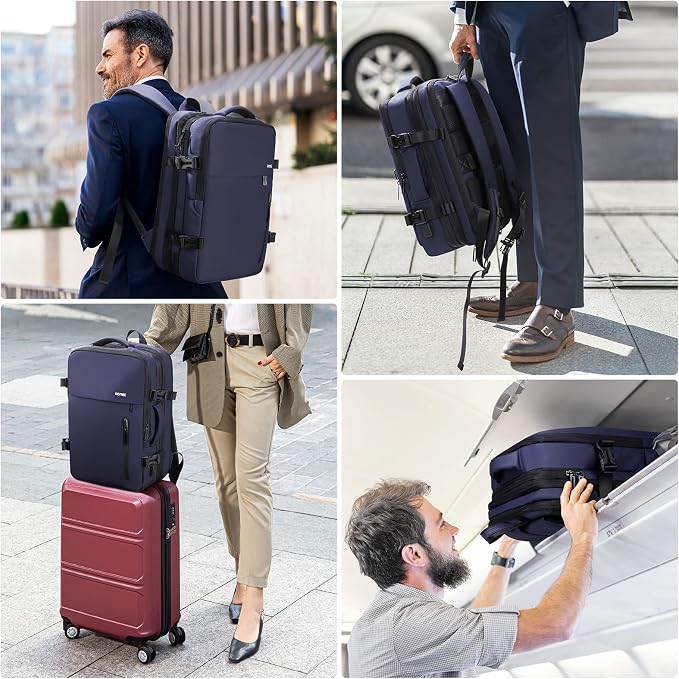 HOMIEE 40L Expandable Carry on Backpack Fit 15.6 Inch Laptop for Travel | USB Charging Port TSA Approved Waterproof Luggage Suitcase Personal Item Backpack - Image 7