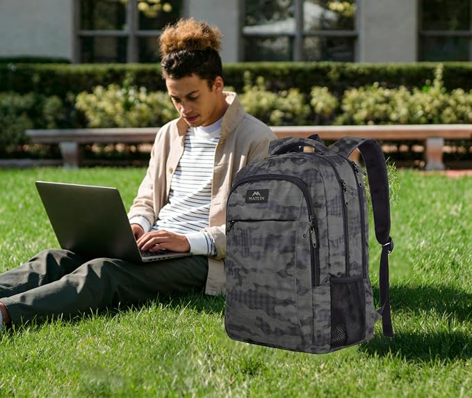 MATEIN Grey 17.3 Inch Laptop Backpack, Extra Large TSA Friendly Travel Bag | Carry On Flight Approved, Anti Theft Personal Item, Business Work College Bookbag, Sturdy Water Resistant, Gift for Men Women - Image 8
