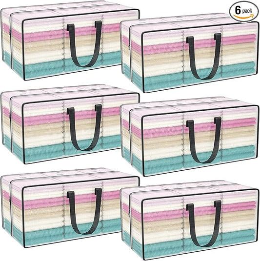 Heavy Duty Extra Large Clear Moving Bags with Strong Zipper Handles | 6 Pack Clothes Storage Bags Totes Space Saving Moving Boxes Bins Packing Bags for College Dorm Compatible with Ikea Frakta by ACNUSIK
