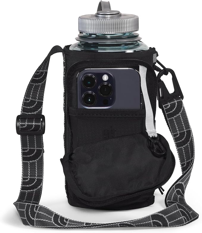 The North Face Borealis Water Bottle Holder - Adjustable Strap, Water-Repellent Finish, External Pocket with Key Hook, TNF Black/TNF Black-NPF, One Size | Adjustable Strap, Water-Repellent Finish, External Pocket - Image 3