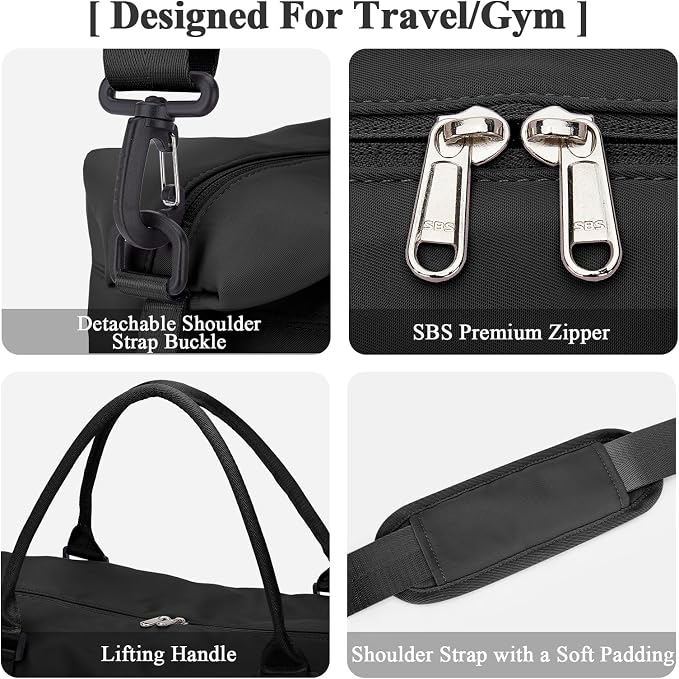 Travel Duffel Bag with Shoes Compartment,Weekender Bags for Women Travel | Overnight Carry-On Bag with Toiletry Bag, For Spirit Airlines 18x14x8 Personal Item Bag - Image 8