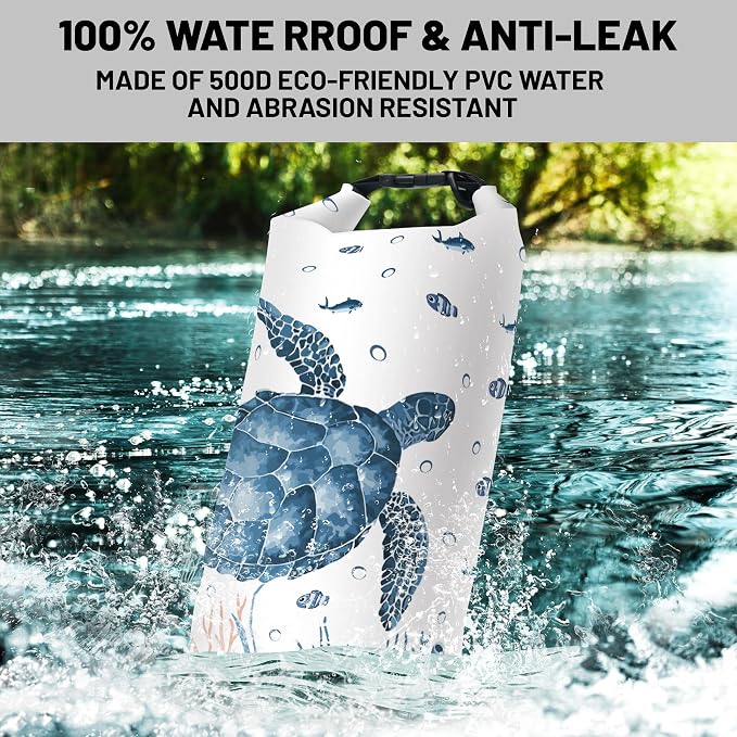 Waterproof Dry Bag,Sea Turtle Coral Starfish Small Waterproof Backpack 2L/5L/10L/20L/30L/40L Floating Lightweight Bags for Kayaking, Boating, Fishing, Swimming Camping with Waterproof Phone Case - Image 2