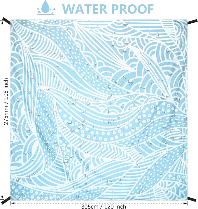 WIWIGO Beach Blanket Sandproof Extra Large Beach Mat Adults Waterproof Quick Drying Sand Free Mat Made by Premium Polyester with 4 Stakes & 4 Corner Pockets for Outdoor Travel Camping Hiking - Image 3