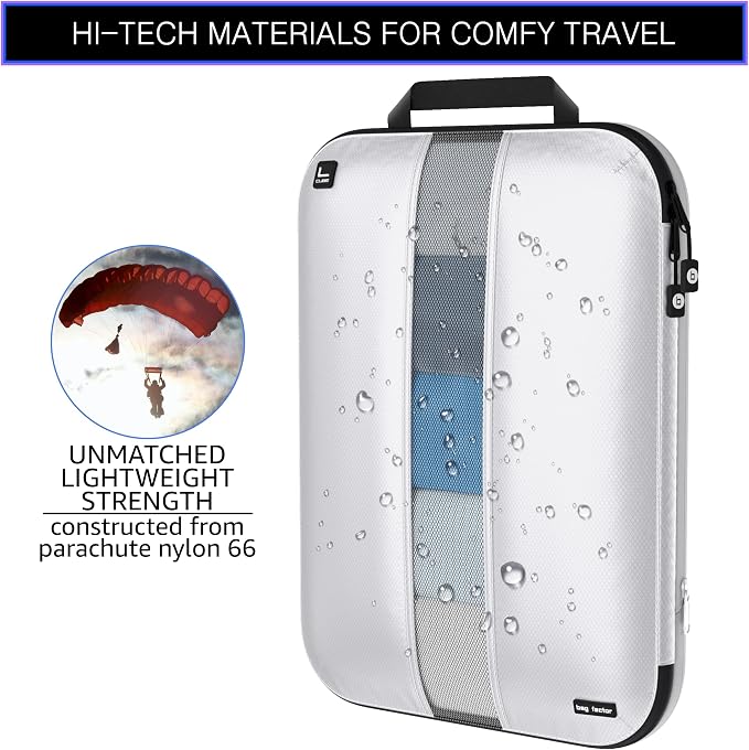 Premium Ultralight Compression Packing Cubes for Travel - Bag Factor Luggage Organizer Set (White - 5 Set) - Image 4