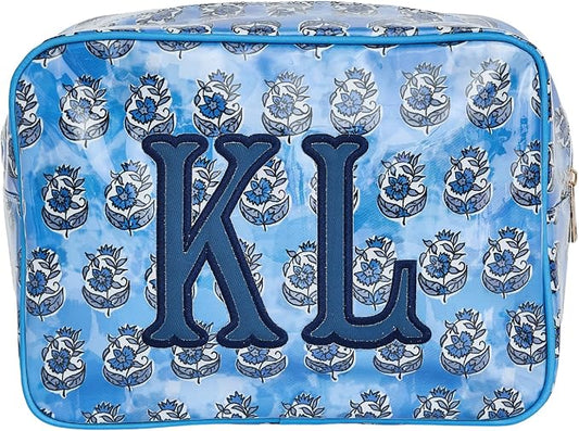 Personalized Clear Coated Pouch - Medium or Large Toiletry Bag with Embroidered or Applique Monogram, Custom Makeup or Travel Organizer, Easy-Clean Cosmetic Bag, Travel Gift for Women (Willow, XL) by Sprinkled+With+Pink