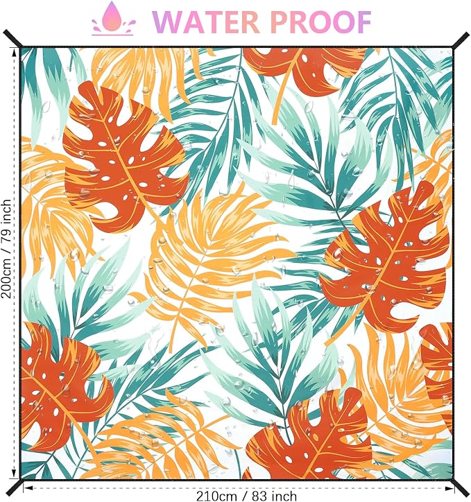 WIWIGO Beach Blanket Sandproof Extra Large Beach Mat Adults Waterproof Quick Drying Sand Free Mat Made by Premium Polyester with 4 Stakes & 4 Corner Pockets for Outdoor Travel Camping Hiking - Image 2