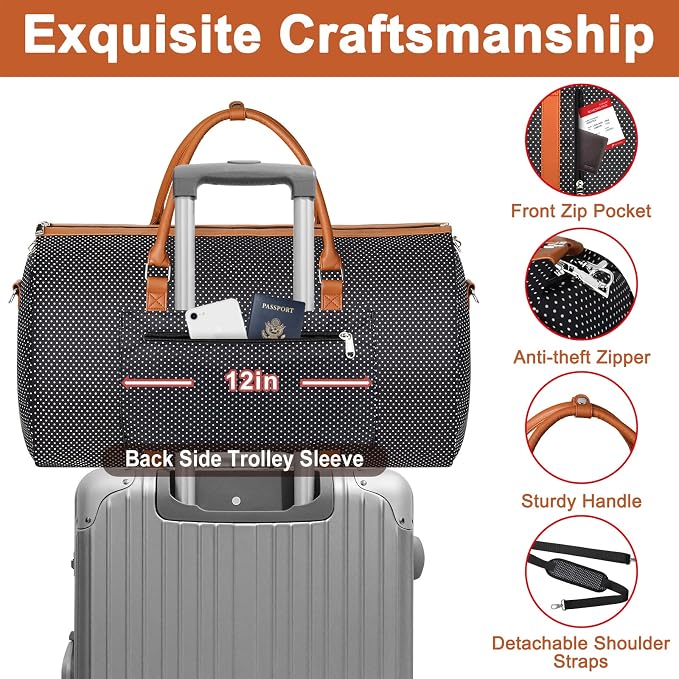 Garment Bag for Travel Convertible Carry On Garment Bag Large Travel Duffel Bags for Women 2 in 1 Hanging Suitcase Suit Travel Bags for Women & Men 3pcs Set - Image 3