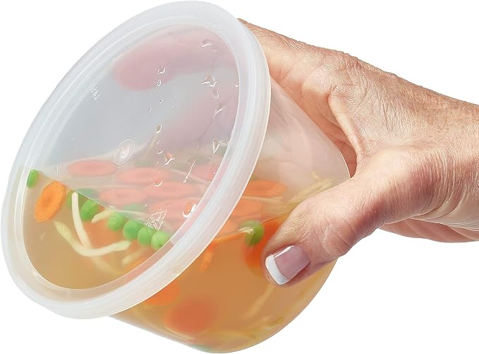 DuraHome Food Storage Containers with Lids 8oz, 16oz, 32oz Freezer Deli Cups Combo Pack, 44 Sets BPA-Free Leakproof Round Clear Takeout Container Meal Prep Microwavable, Airtight Lids (Mixed Sizes) - Image 3