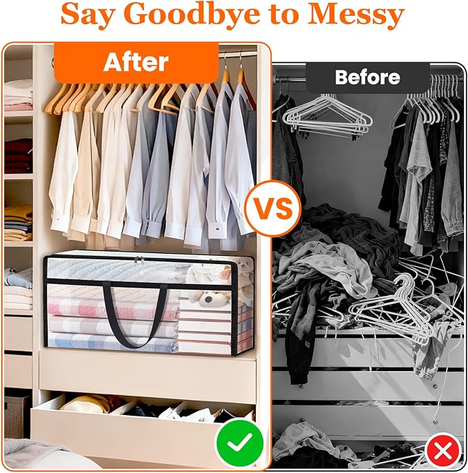 TasticTotes 8 Pack Long Clear Storage Bags for Comforter, Clothes & Bedding, Plastic Blanket Storage with Zipper and Handle, Moving Bags, Closet Organizer and Under-Bed Storage (90L, 39.4"*7.1"*19.7") - Image 4