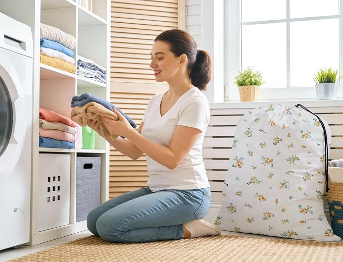 ZPECC Bulk Travel Laundry Bag,Extra Large Heavy Duty Laundry Bags 24 Pack,Washable Dirty Clothes Organizer for Commercial College Dorm Hotel Camping and Home Storage 30x40(Daisy) - Image 6