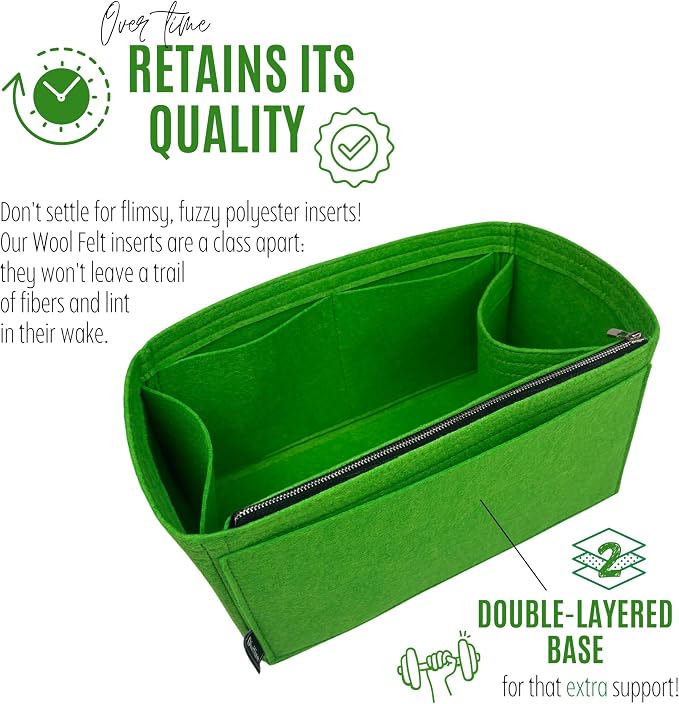 Divitize Premium Purse Organizer compatible with Artois PM/MM Bag Insert — Handmade Perfect Fit, Durable Quality Felt, Full Coverage No Bulking, 24 Shades (For Artois MM, Green) - Image 5