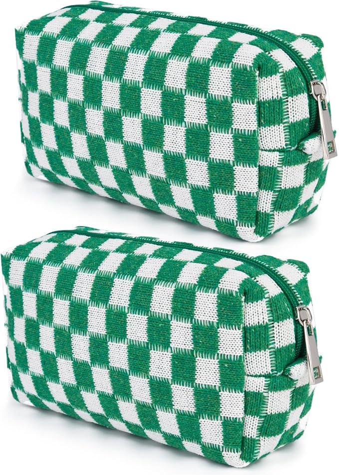 SOIDRAM 2 Pack Checkered Makeup Bag for Women, Cute Makeup Pouch Small Makeup Bag Travel Cosmetic Organizer for Toiletries, Brushes & Skincare - Image 7