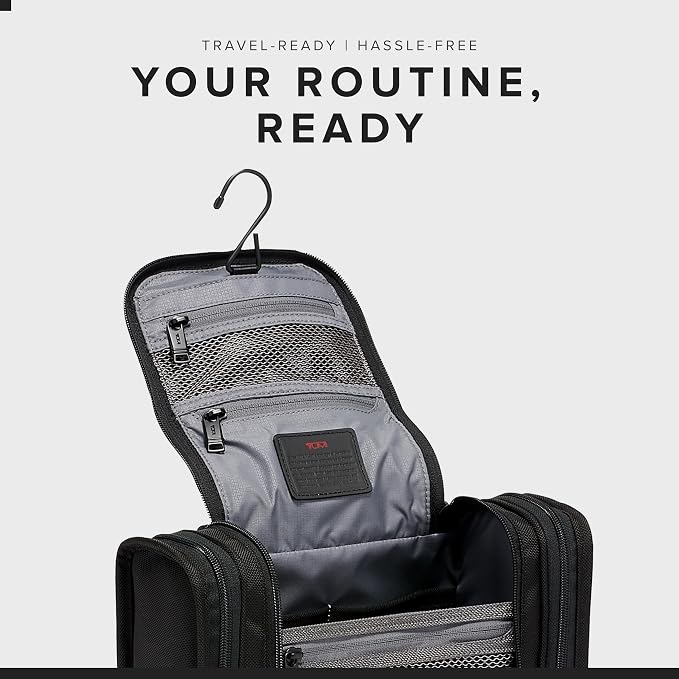 TUMI - Alpha Hanging Travel Kit - Toiletries and Cosmetics Organizer - Travel Essentials Bag with Hooks & Pockets - Black - Image 6