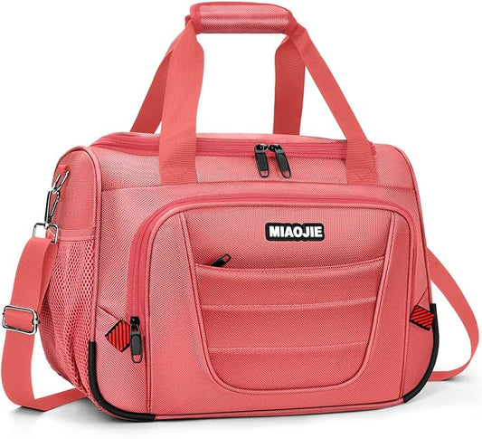 Underseat Carry On luggage Bag Airplanes Personal Item Bags, Gym Bag for Men Weekender Overnight Travel Tote Bag Shoulder Small Softside Carry on Luggage Travel Duffel Bags For Men Women -16 IN Pink by MIAOJIE