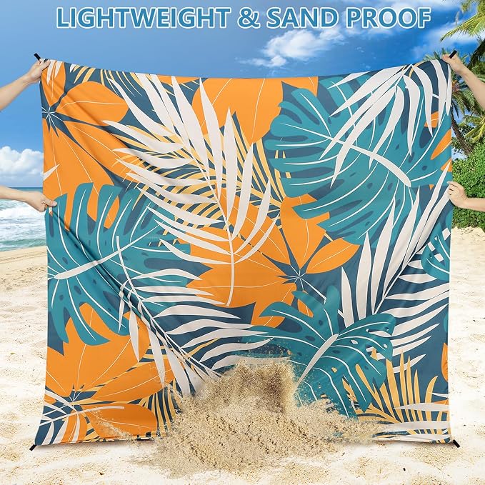 HIHOHO Beach Blanket Waterproof Sandproof Extra Large Beach Mat 79" X 83"/120"x108"for 1-8 Adults Quick Drying Durable Outdoor Picnic Mat for Beach Travel Camping Hiking - Image 3