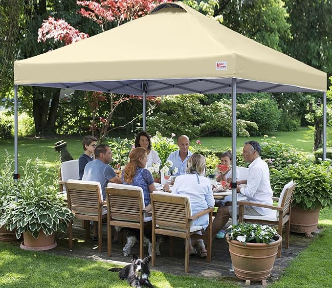 MASTERCANOPY 10x10 Pop Up Canopy Tent, 1 Person Setup Instant Shelter,Outdoor Portable Beach Canopy with Roller Bag, 4 Sandbags, 4 Ropes, 8 Stakes (10x10, Beige) - Image 6