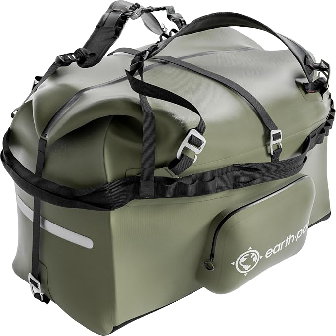 Earth Pak Waterproof Duffel Bag - Large Dry Bag, 1680D TPU, Heavy Duty, Camping & Marine Dry Bag, 8x8 Popout Pocket by earthpak