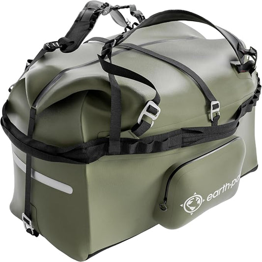 Earth Pak Waterproof Duffel Bag - Large Dry Bag, 1680D TPU, Heavy Duty, Camping & Marine Dry Bag, 8x8 Popout Pocket by earthpak