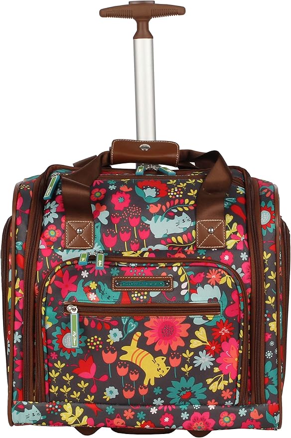 Lily Bloom Designer 15 Inch Carry On - Weekender Overnight Business Travel Luggage - Lightweight 2- Rolling Wheels Suitcase - Under Seat Rolling Bag for Women (Playful Garden Gray) - Image 3